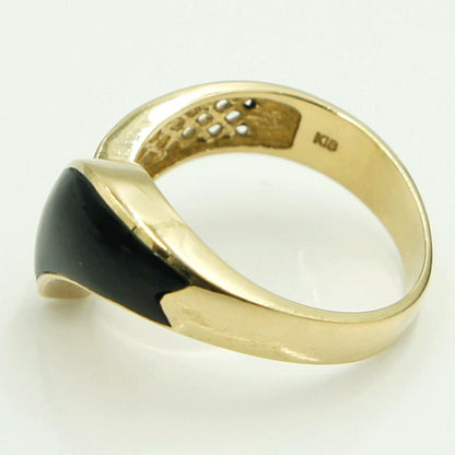 K18オニキスリング　リングサイズ12号　重量4.37ｇ(石の重量含む)　レディース（中古