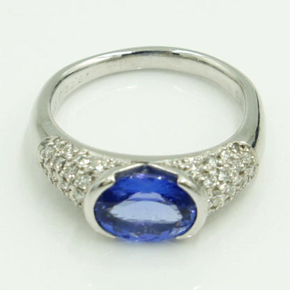 Pt900タンザナイトダイヤモンドリング　T1.85ct　D.0.364ct　リングサイズ15号　重量8.46ｇ(石の重量含む)　レディース（中古）