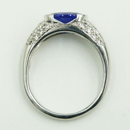 Pt900タンザナイトダイヤモンドリング　T1.85ct　D.0.364ct　リングサイズ15号　重量8.46ｇ(石の重量含む)　レディース（中古）