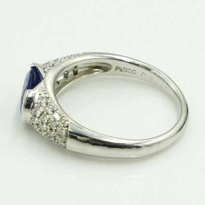 Pt900タンザナイトダイヤモンドリング　T1.85ct　D.0.364ct　リングサイズ15号　重量8.46ｇ(石の重量含む)　レディース（中古）