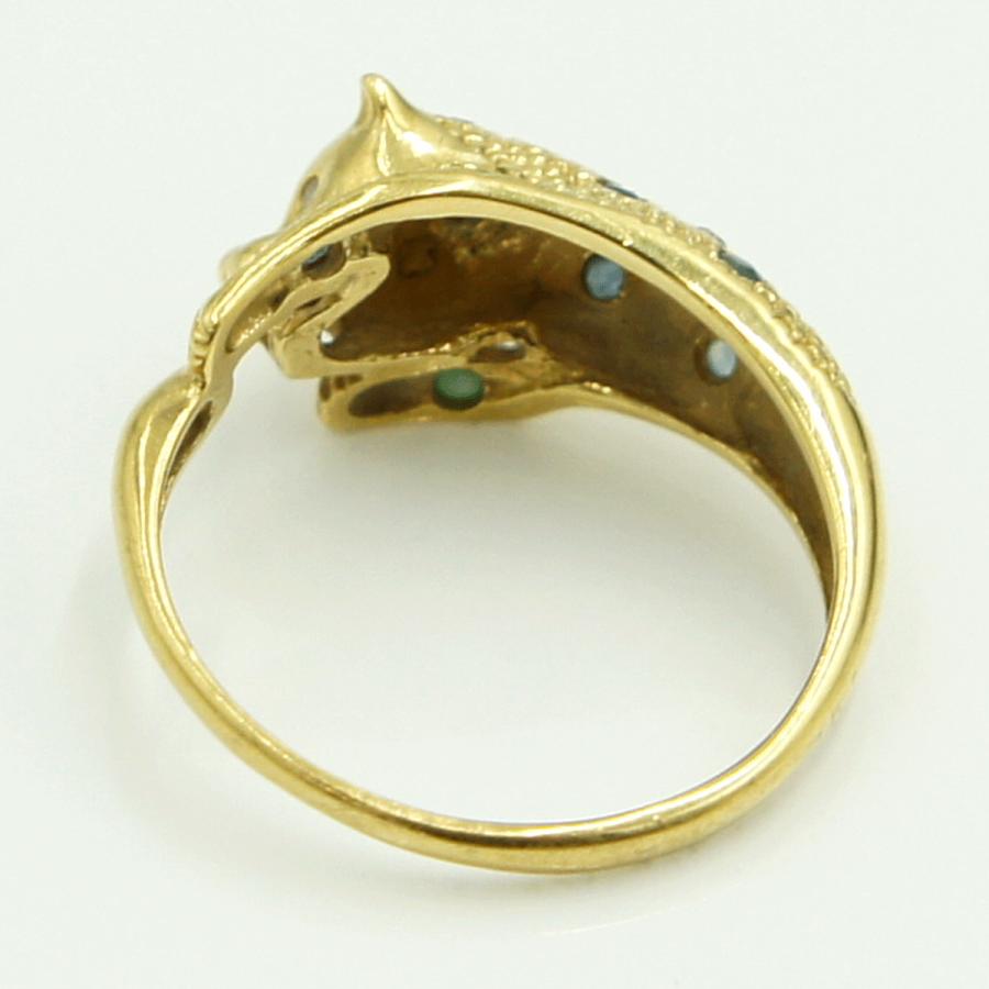 K18マルチ石リング「パンサー」　リングサイズ8号　重量2.63ｇ(石の重量含む)　レディース（中古）