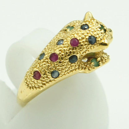 K18マルチ石リング「パンサー」　リングサイズ8号　重量2.63ｇ(石の重量含む)　レディース（中古）