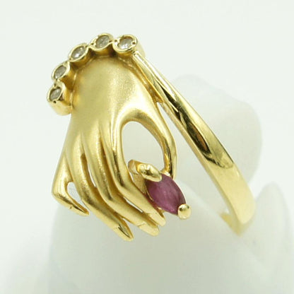 K18ルビーダイヤモンドリング　リングサイズ12号　重量4.14ｇ(石の重量含む)　レディース（中古）