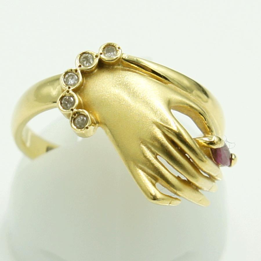 K18ルビーダイヤモンドリング　リングサイズ12号　重量4.14ｇ(石の重量含む)　レディース（中古）