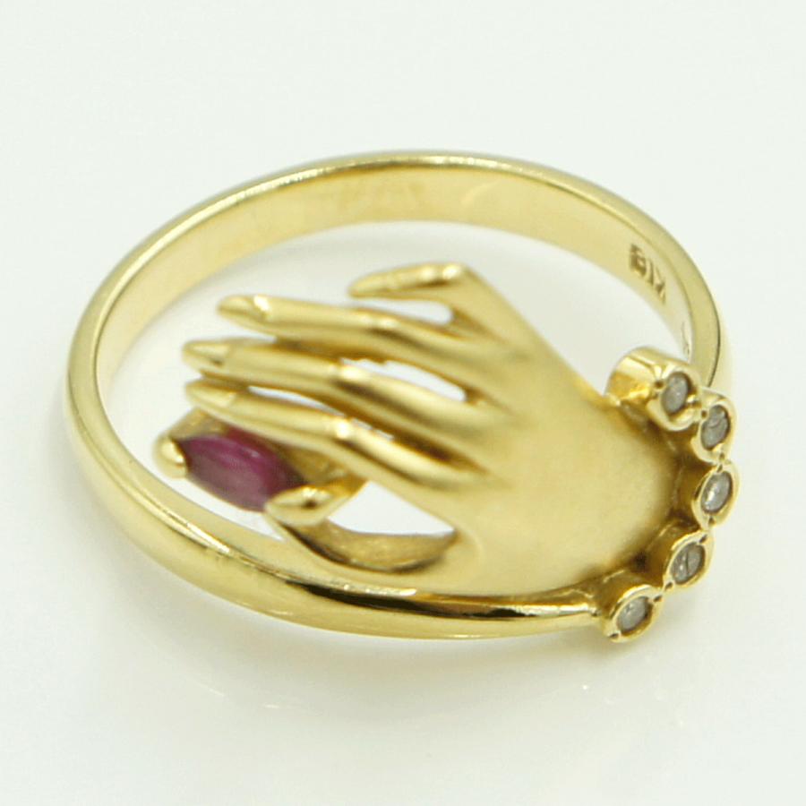 K18ルビーダイヤモンドリング　リングサイズ12号　重量4.14ｇ(石の重量含む)　レディース（中古）