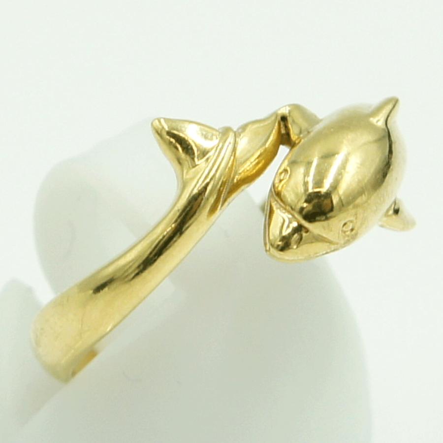K18ファッションリング「ドルフィン」　リングサイズ12号　重量3.23ｇ　レディース（中古）