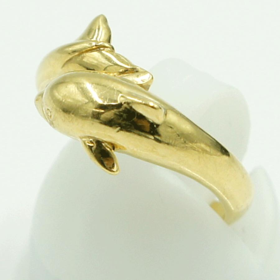 K18ファッションリング「ドルフィン」　リングサイズ12号　重量3.23ｇ　レディース（中古）