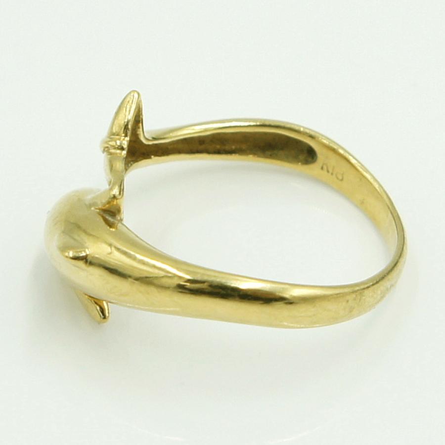 K18ファッションリング「ドルフィン」　リングサイズ12号　重量3.23ｇ　レディース（中古）