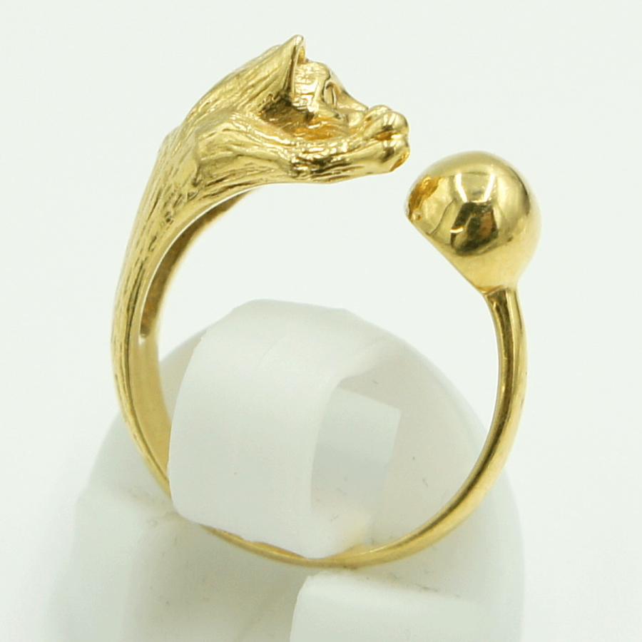 K18ファッションリング「キャット」　リングサイズ11号　重量4.49ｇ　レディース（中古）