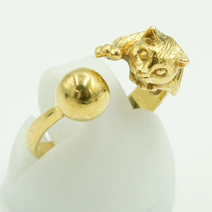 K18ファッションリング「キャット」　リングサイズ11号　重量4.49ｇ　レディース（中古）