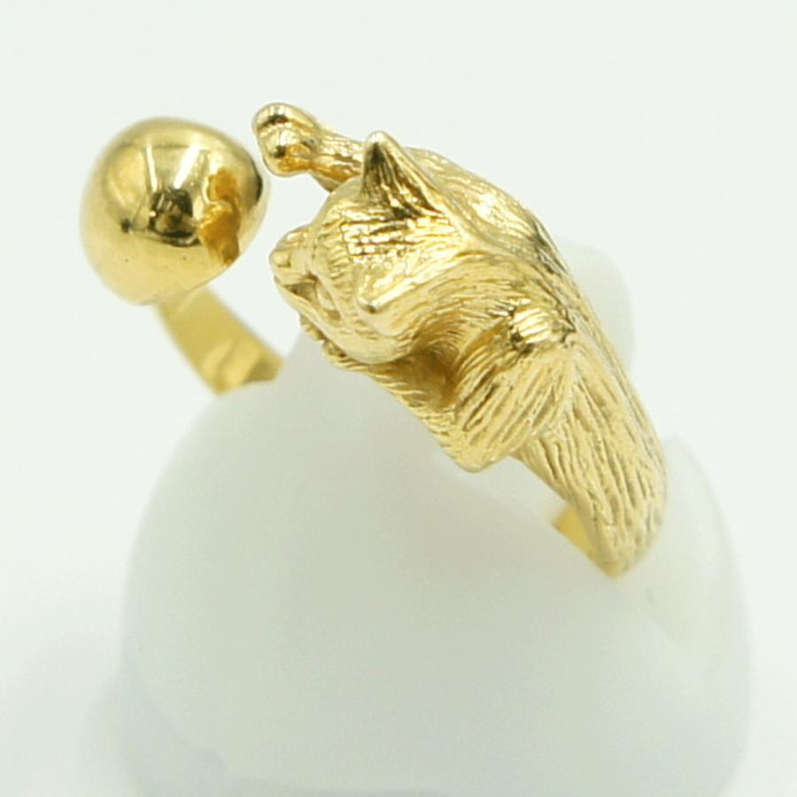 K18ファッションリング「キャット」　リングサイズ11号　重量4.49ｇ　レディース（中古）