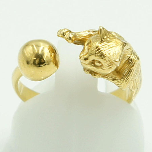 K18ファッションリング「キャット」　リングサイズ11号　重量4.49ｇ　レディース（中古）