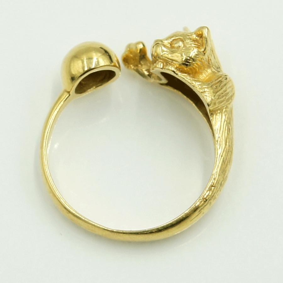 K18ファッションリング「キャット」　リングサイズ11号　重量4.49ｇ　レディース（中古）