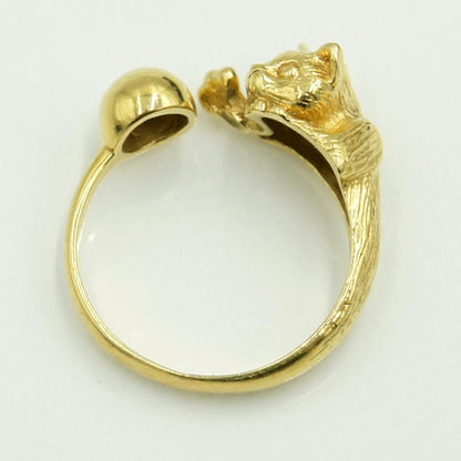 K18ファッションリング「キャット」　リングサイズ11号　重量4.49ｇ　レディース（中古）