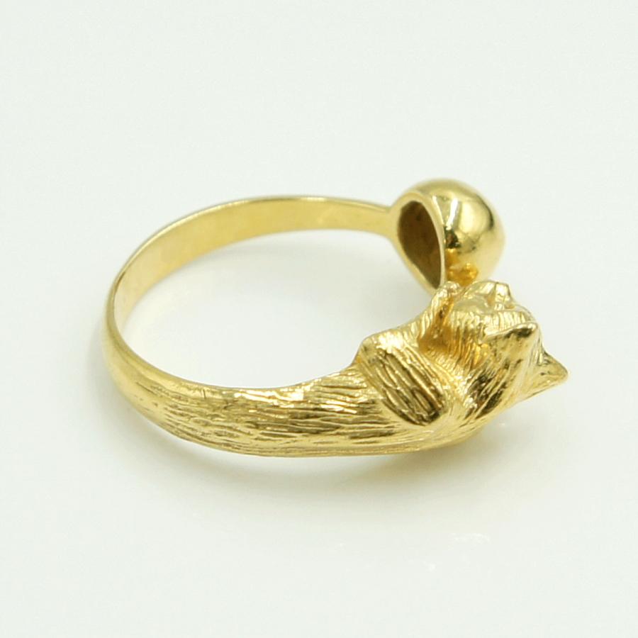 K18ファッションリング「キャット」　リングサイズ11号　重量4.49ｇ　レディース（中古）