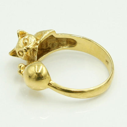 K18ファッションリング「キャット」　リングサイズ11号　重量4.49ｇ　レディース（中古）