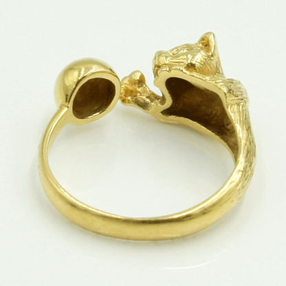 K18ファッションリング「キャット」　リングサイズ11号　重量4.49ｇ　レディース（中古）