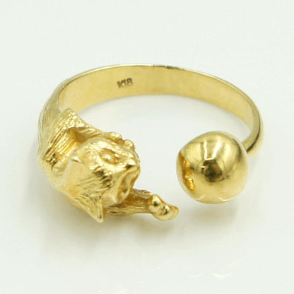 K18ファッションリング「キャット」　リングサイズ11号　重量4.49ｇ　レディース（中古）