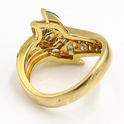 K18エメラルドダイヤモンドリング　E0.27ct　D0.84ct　リングサイズ14号　重量7.40ｇ(石の重量含む)　レディース（中古）