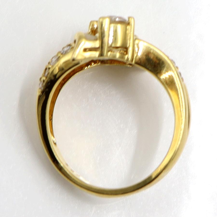 K18エメラルドダイヤモンドリング　E0.27ct　D0.84ct　リングサイズ14号　重量7.40ｇ(石の重量含む)　レディース（中古）