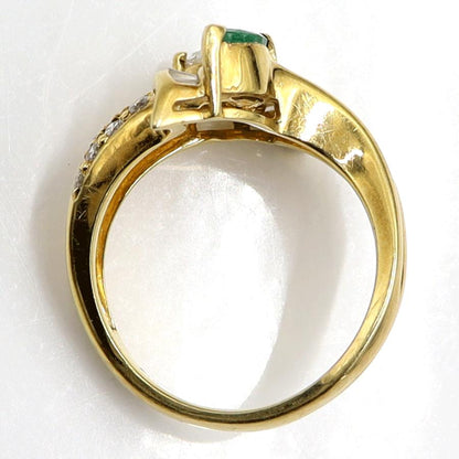 K18エメラルドダイヤモンドリング　E0.27ct　D0.84ct　リングサイズ14号　重量7.40ｇ(石の重量含む)　レディース（中古）