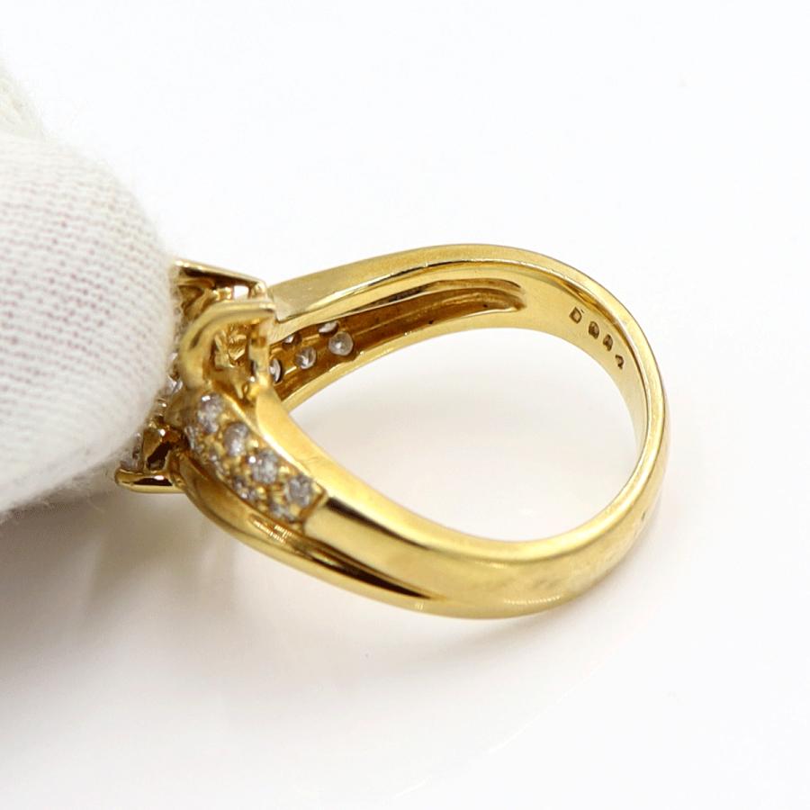 K18エメラルドダイヤモンドリング　E0.27ct　D0.84ct　リングサイズ14号　重量7.40ｇ(石の重量含む)　レディース（中古）