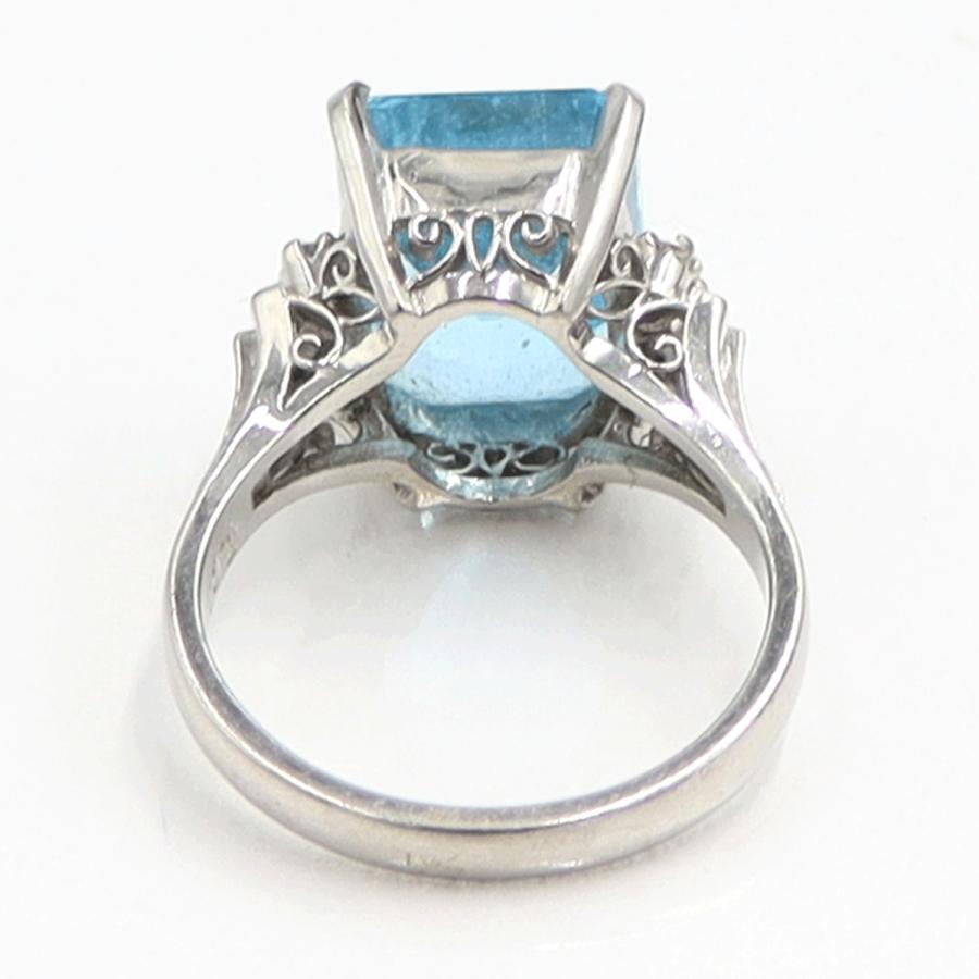 Pt900ブルートパーズダイヤモンドリング　BT7.01ct　D0.10ct　リングサイズ11号　重量7.42ｇ(石の重量含む)　レディース（中古）