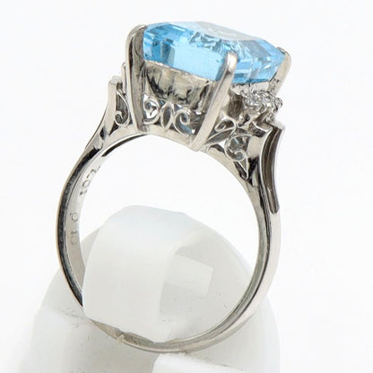 Pt900ブルートパーズダイヤモンドリング　BT7.01ct　D0.10ct　リングサイズ11号　重量7.42ｇ(石の重量含む)　レディース（中古）