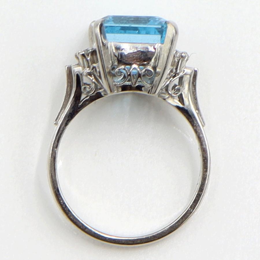 Pt900ブルートパーズダイヤモンドリング　BT7.01ct　D0.10ct　リングサイズ11号　重量7.42ｇ(石の重量含む)　レディース（中古）