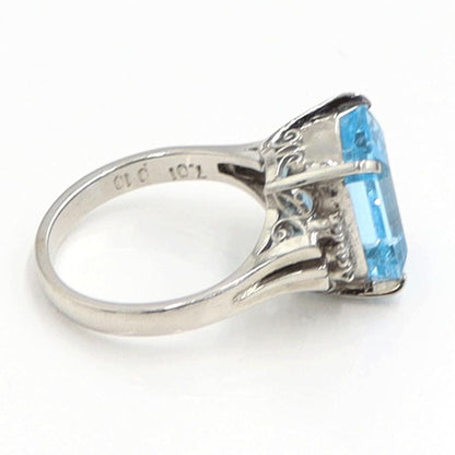 Pt900ブルートパーズダイヤモンドリング　BT7.01ct　D0.10ct　リングサイズ11号　重量7.42ｇ(石の重量含む)　レディース（中古）