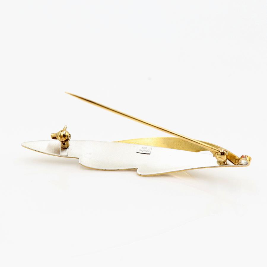 Pt900/K18ブローチ「フェザー」　重量3.18ｇ　レディース（中古）