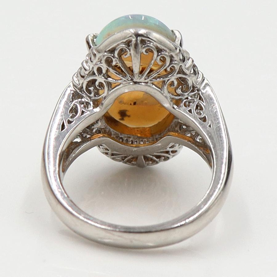 Pt900オパールダイヤモンドリング　OP3.56ct　D0.78ct　リングサイズ9号　重量12.66ｇ(石の重量含む)　レディース（中古