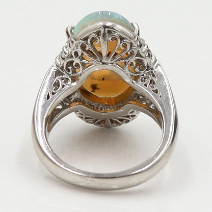 Pt900オパールダイヤモンドリング　OP3.56ct　D0.78ct　リングサイズ9号　重量12.66ｇ(石の重量含む)　レディース（中古