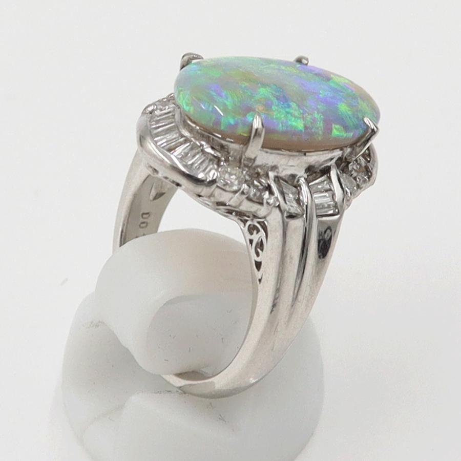 Pt900オパールダイヤモンドリング　OP3.56ct　D0.78ct　リングサイズ9号　重量12.66ｇ(石の重量含む)　レディース（中古