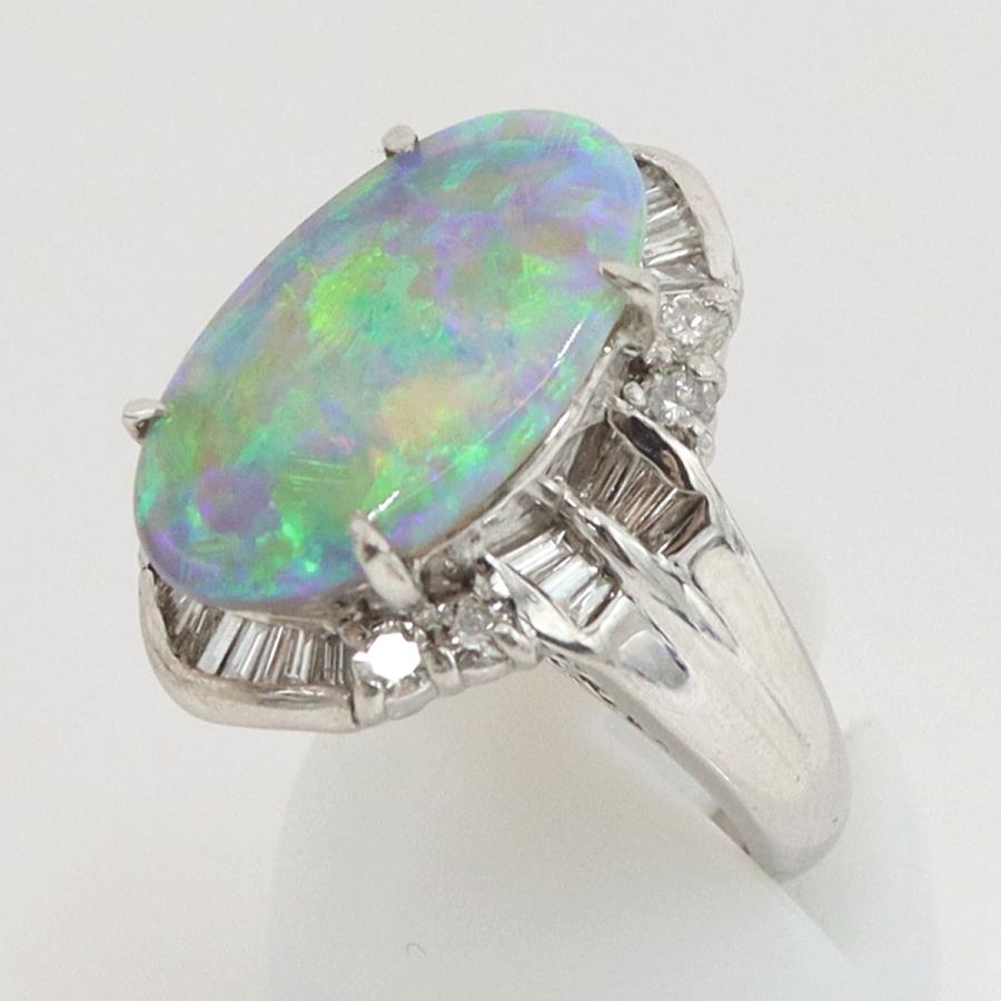 Pt900オパールダイヤモンドリング　OP3.56ct　D0.78ct　リングサイズ9号　重量12.66ｇ(石の重量含む)　レディース（中古