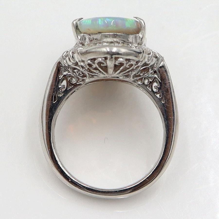 Pt900オパールダイヤモンドリング　OP3.56ct　D0.78ct　リングサイズ9号　重量12.66ｇ(石の重量含む)　レディース（中古