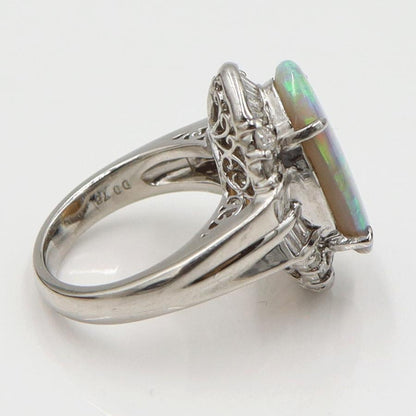 Pt900オパールダイヤモンドリング　OP3.56ct　D0.78ct　リングサイズ9号　重量12.66ｇ(石の重量含む)　レディース（中古