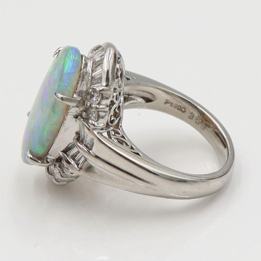 Pt900オパールダイヤモンドリング　OP3.56ct　D0.78ct　リングサイズ9号　重量12.66ｇ(石の重量含む)　レディース（中古
