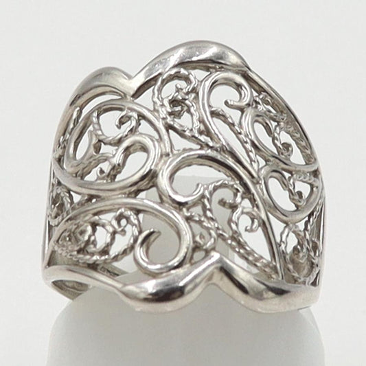 Pt900デザインリング　プラチナ　リングサイズ15号　重量6.50ｇ　レディース（中古）