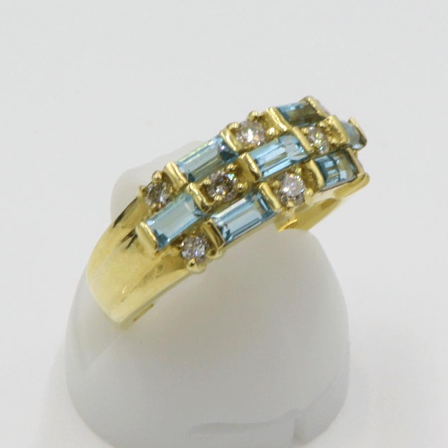 K18ブルートパーズダイヤモンドリング　D0.30ct　リングサイズ11号　重量6.19ｇ(石の重量含む)　 レディース(中古)