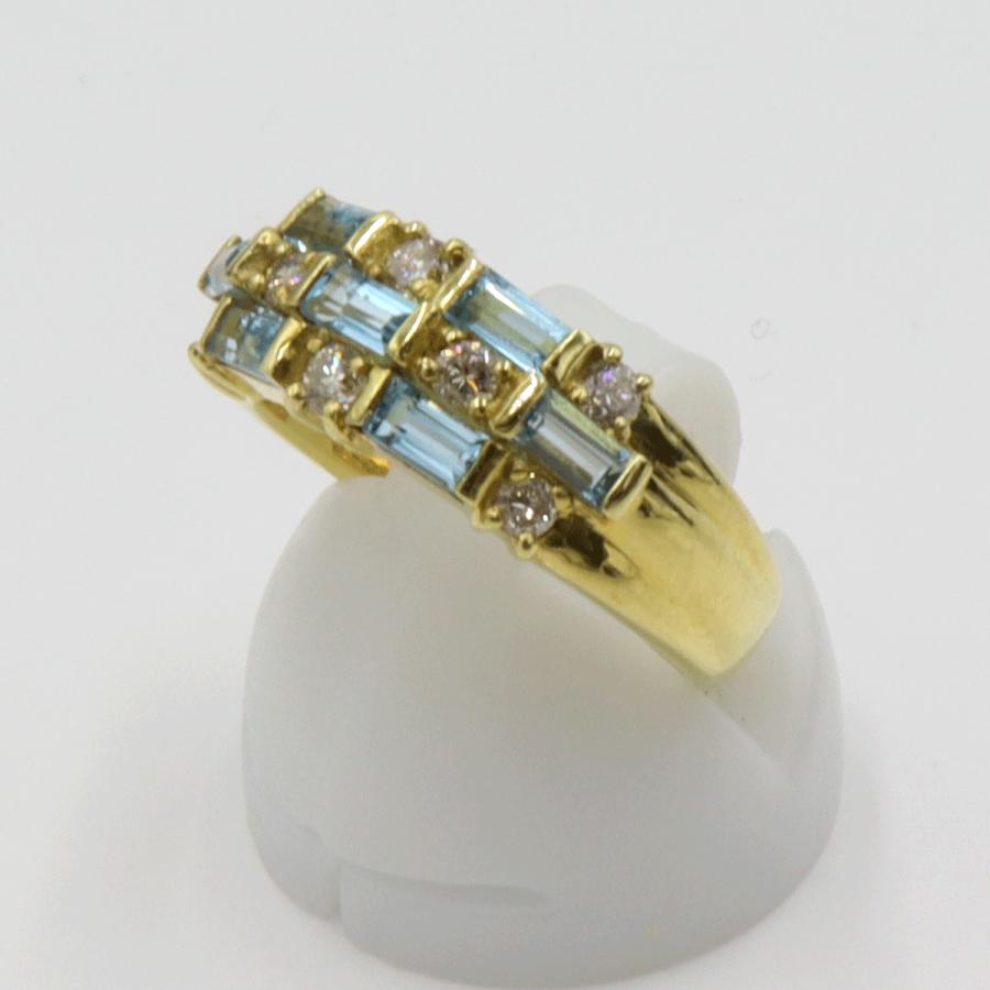 K18ブルートパーズダイヤモンドリング　D0.30ct　リングサイズ11号　重量6.19ｇ(石の重量含む)　 レディース(中古)