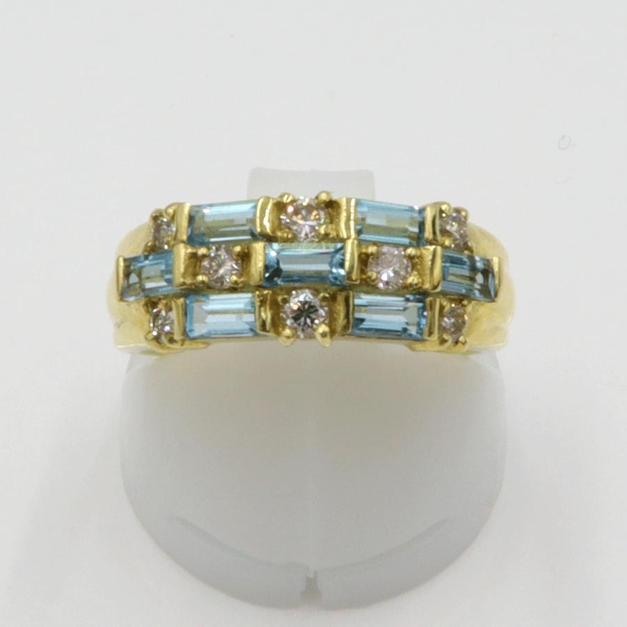 K18ブルートパーズダイヤモンドリング　D0.30ct　リングサイズ11号　重量6.19ｇ(石の重量含む)　 レディース(中古)