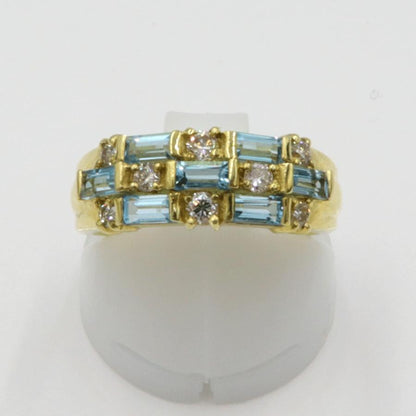 K18ブルートパーズダイヤモンドリング　D0.30ct　リングサイズ11号　重量6.19ｇ(石の重量含む)　 レディース(中古)