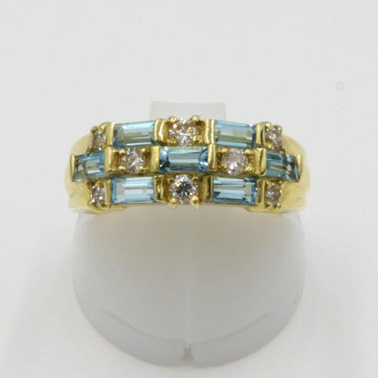 K18ブルートパーズダイヤモンドリング　D0.30ct　リングサイズ11号　重量6.19ｇ(石の重量含む)　 レディース(中古)