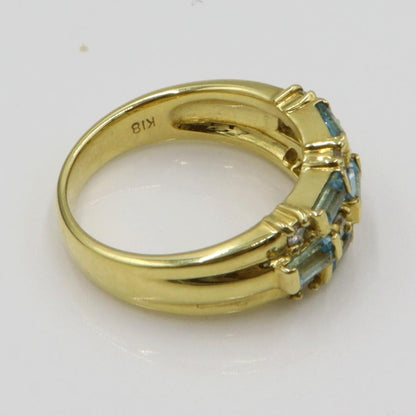 K18ブルートパーズダイヤモンドリング　D0.30ct　リングサイズ11号　重量6.19ｇ(石の重量含む)　 レディース(中古)