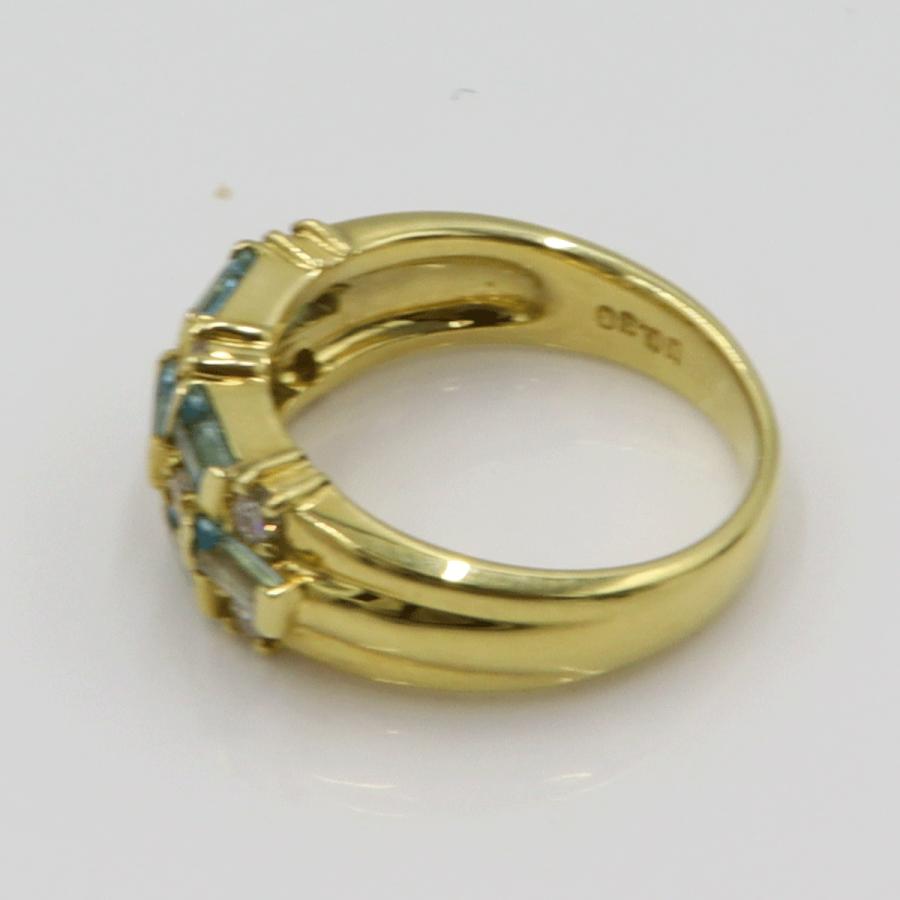 K18ブルートパーズダイヤモンドリング　D0.30ct　リングサイズ11号　重量6.19ｇ(石の重量含む)　 レディース(中古)