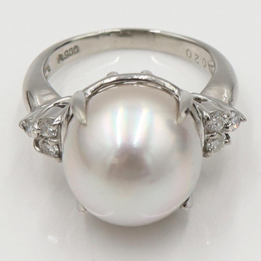 Pt900南洋真珠ダイヤモンドリング　P13mm　D0.20ct　リングサイズ12号　重量10.08ｇ(石の重量含む)（中古）