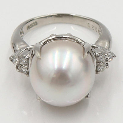Pt900南洋真珠ダイヤモンドリング　P13mm　D0.20ct　リングサイズ12号　重量10.08ｇ(石の重量含む)（中古）