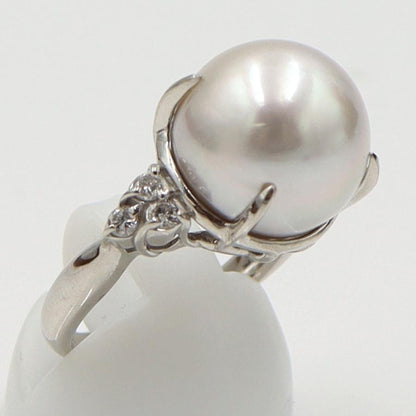 Pt900南洋真珠ダイヤモンドリング　P13mm　D0.20ct　リングサイズ12号　重量10.08ｇ(石の重量含む)（中古）