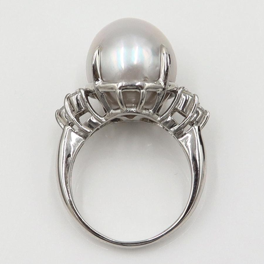 Pt900南洋真珠ダイヤモンドリング　P13mm　D0.20ct　リングサイズ12号　重量10.08ｇ(石の重量含む)（中古）